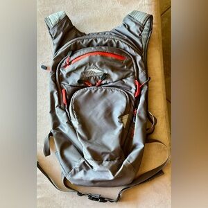 High Sierra Backpack Gray.  Zippers & plastic clasps in EUC. No hydration pack.